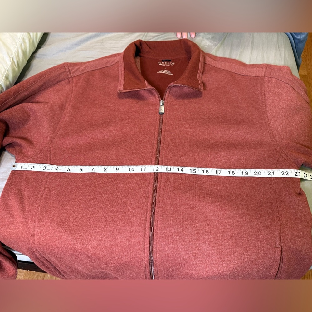 Arrow USA 1851 Men's Full Zip Sweatshirt Cotton Blend Rust Color Size L Like New - Picture 11 of 13